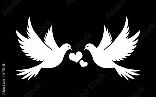 symbol of doves marrying vector black color abstract