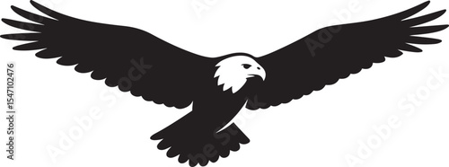 Powerful silhouette of a soaring bald eagle, Elegant raptor bird flying art