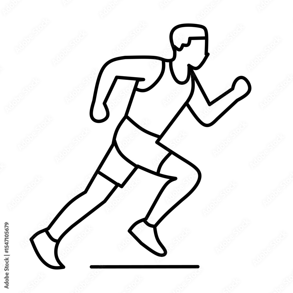 Dynamic line art vector of a male runner sprinting from the start. Conveys speed, competition, fitness, athletic prowess. Ideal for sports and motivation. Dynamic line art vector of a male runner sprinting from the start. Conveys speed, competition, fitness, athletic prowess. Ideal for sports and motivation.