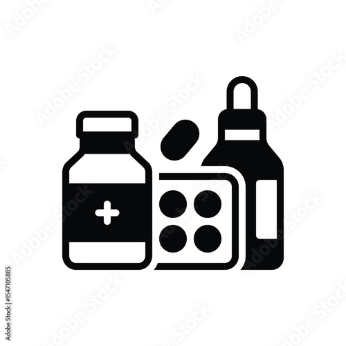 Black solid icon for medicine