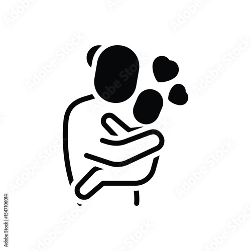 Black solid icon for mother to child