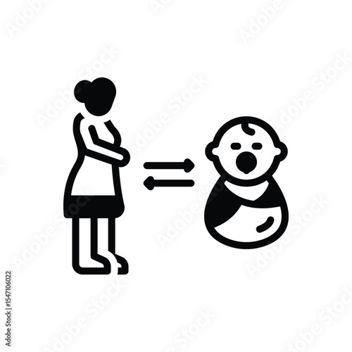 Black solid icon for mother to child