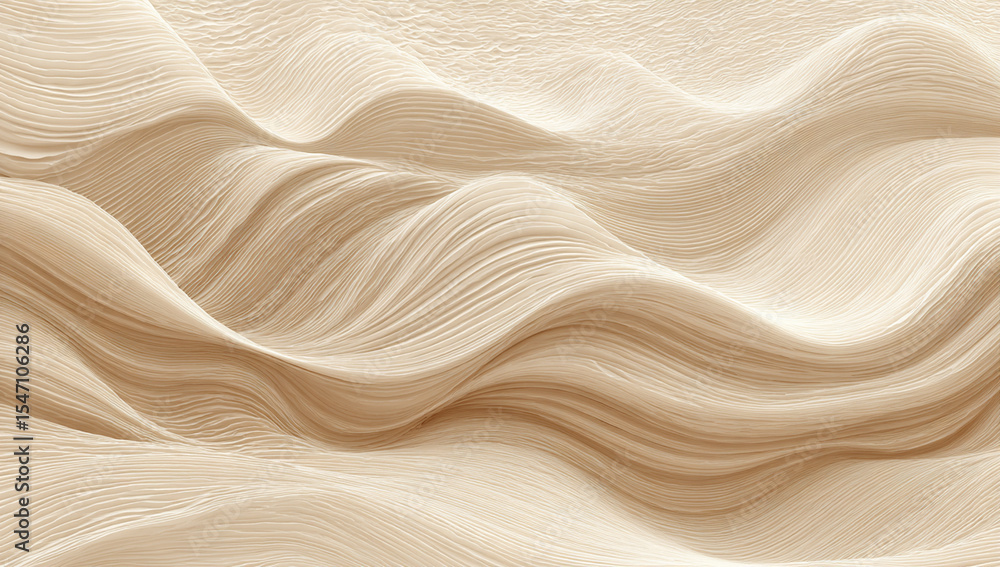 Obraz premium Abstract Beige Cream Color Wave Pattern Background Texture Soft Flowing Lines Undulating Surface