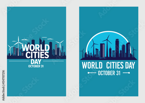 Modern City Skyline Poster for World Cities Day October Thirty First Celebration

