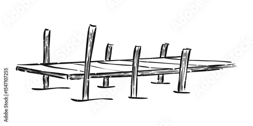 Fotografi Png vintage wooden dock illustration, transparent background