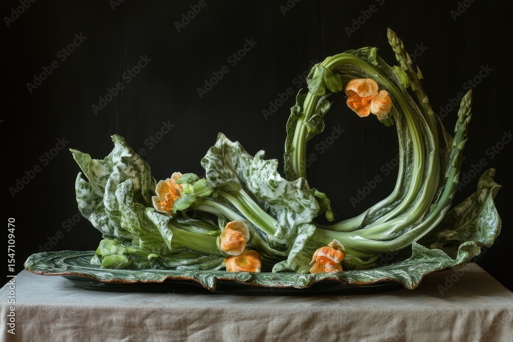 Obraz premium Asparagus food, Fresh green asparagus spears arranged neatly