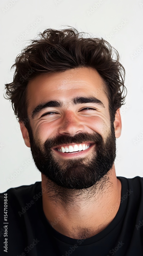 Fototapeta premium 44. A man with a beard smiling under a white background
