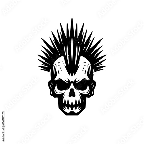 Black and White Punk Rock Vector Logo Isolated on White Background


