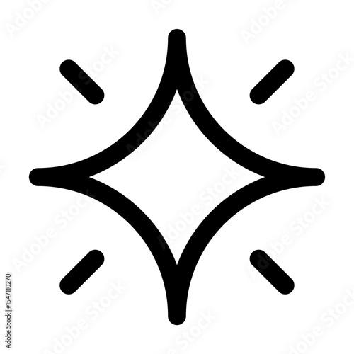 Canvas Print PNG Sparkle icon with four points, user interface icon on transparent background