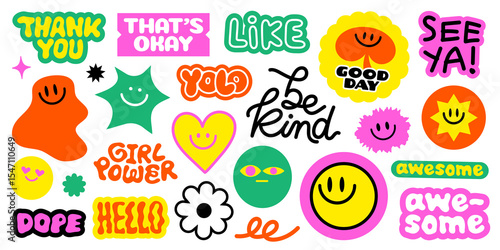 PNG Colorful retro motivational stickers on transparent background