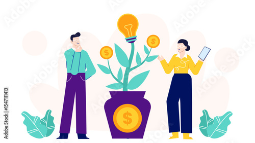 Money plant growing with investment tips, great for financial blogs, investment websites, or educational materials on money management strategies.