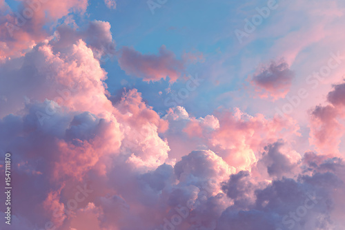a plane flying through a cloudy sky with a pink and blue sky
