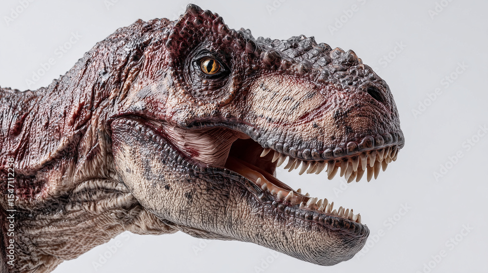 Obraz premium Fierce T-Rex figurine with sharp teeth, showcasing detailed texture. A glimpse into the prehistoric predator's dominance.