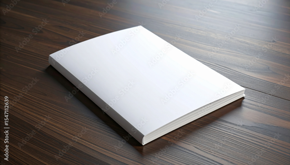White Magazine On Wooden Table Low Key Lighting Atmosphere White Magazine On Wooden Table Low Key Lighting Atmosphere