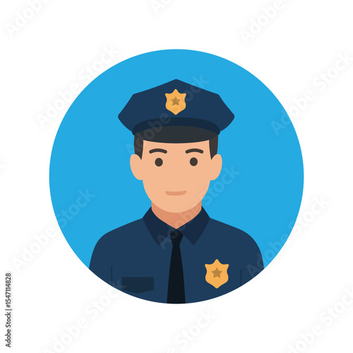 Male Police Officer Avatar Round Icon