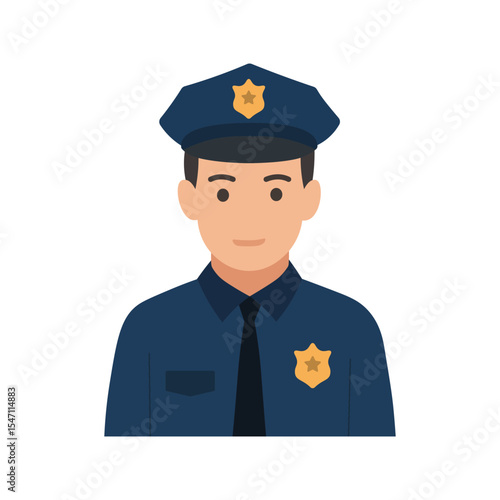 Male Police Officer Avatar Flat Design