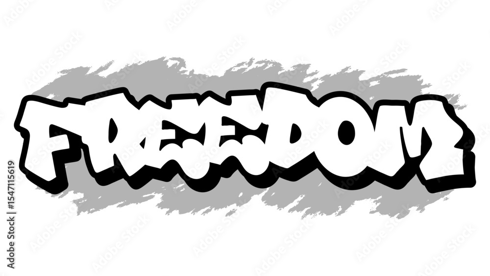 Obraz premium Graffiti vector “Freedom” in bold freestyle tag style with strong urban energy. Ideal for protest art, motivational design, youth empowerment, and rebellious digital content.