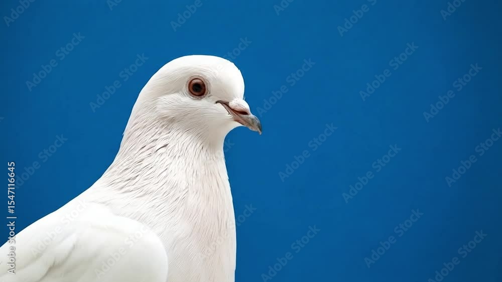 Close-Up of White Dove Cleaning Chest and Neck Feathers Close-Up of White Dove Cleaning Chest and Neck Feathers