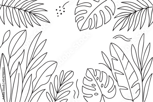 Wallpaper Mural Vector frame with decorative leaves in black and white, offering a classic, elegant look suitable for branding, stationery, or minimalist graphic projects.

 Torontodigital.ca