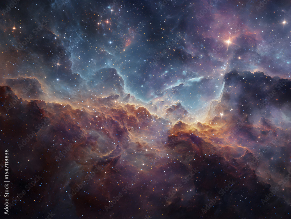 Fototapeta premium Exploring Dramatic Nebula and Starfield in Deep Space Galaxy Universe