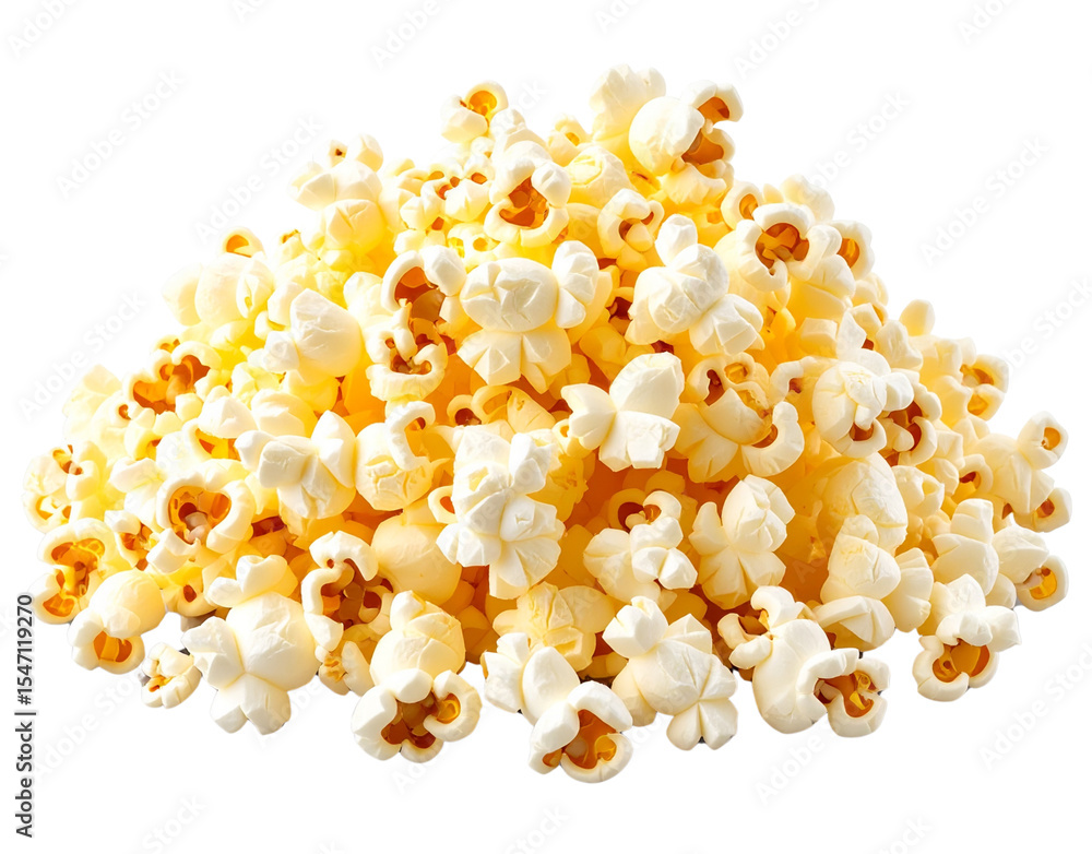 Realistic Pile of Popcorn on Transparent Background Realistic Pile of Popcorn on Transparent Background