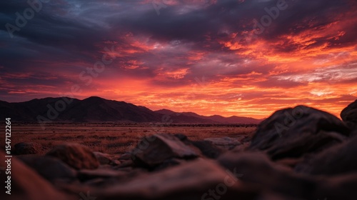 A Blazing Farewell with a Fiery Desert Sunset
