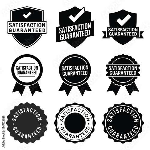 Satisfaction guaranteed badges set isolated on white background