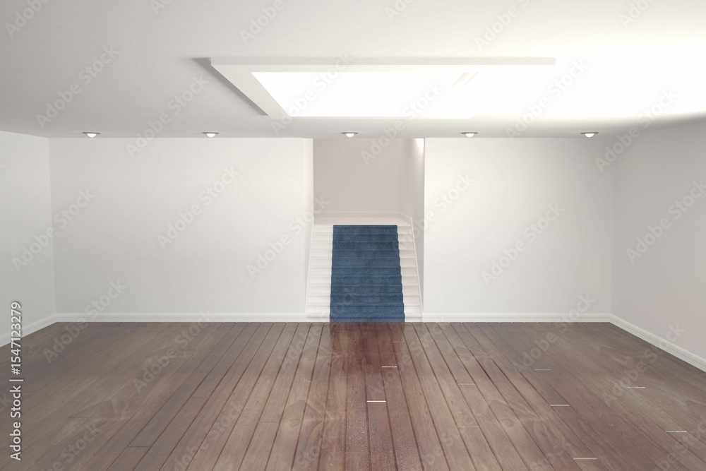 Fototapeta premium Empty white room with stairs