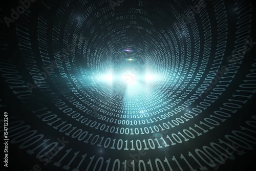 Spiral of shiny binary code