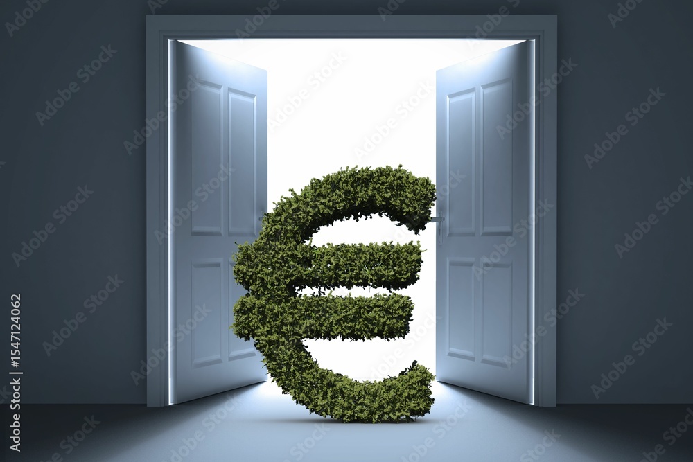 Obraz premium Euro symbol at doorway in house