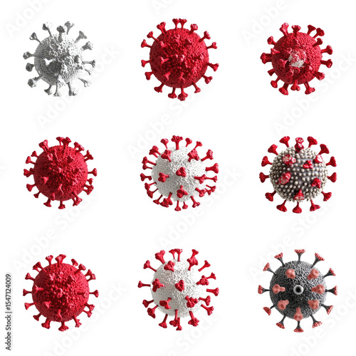 Wallpaper Mural Detailed Visualization of Coronavirus Particles with Diverse Textures Torontodigital.ca