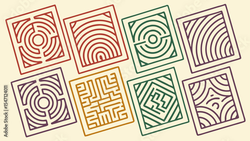 An intricate seamless vector illustration featuring Celtic knot, abstract, and Aztec geometric patterns, resembling a challenging maze or labyrinth