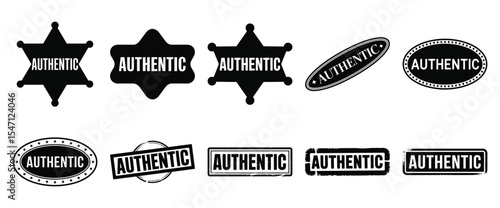 Authenticity stamps and badges set isolated on white background