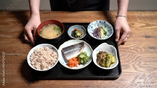 Two Hands Serving Traditional Japanese Set Menu