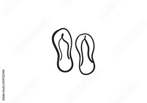  hand-drawn vector illustration of a pair of flip-flops