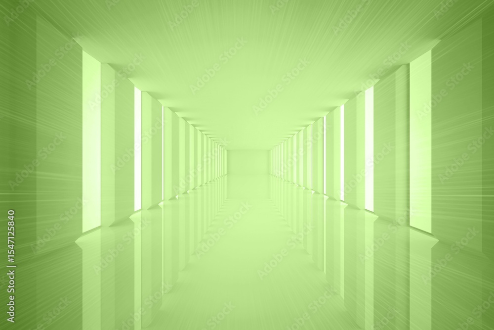 Fototapeta premium Bright green room with windows