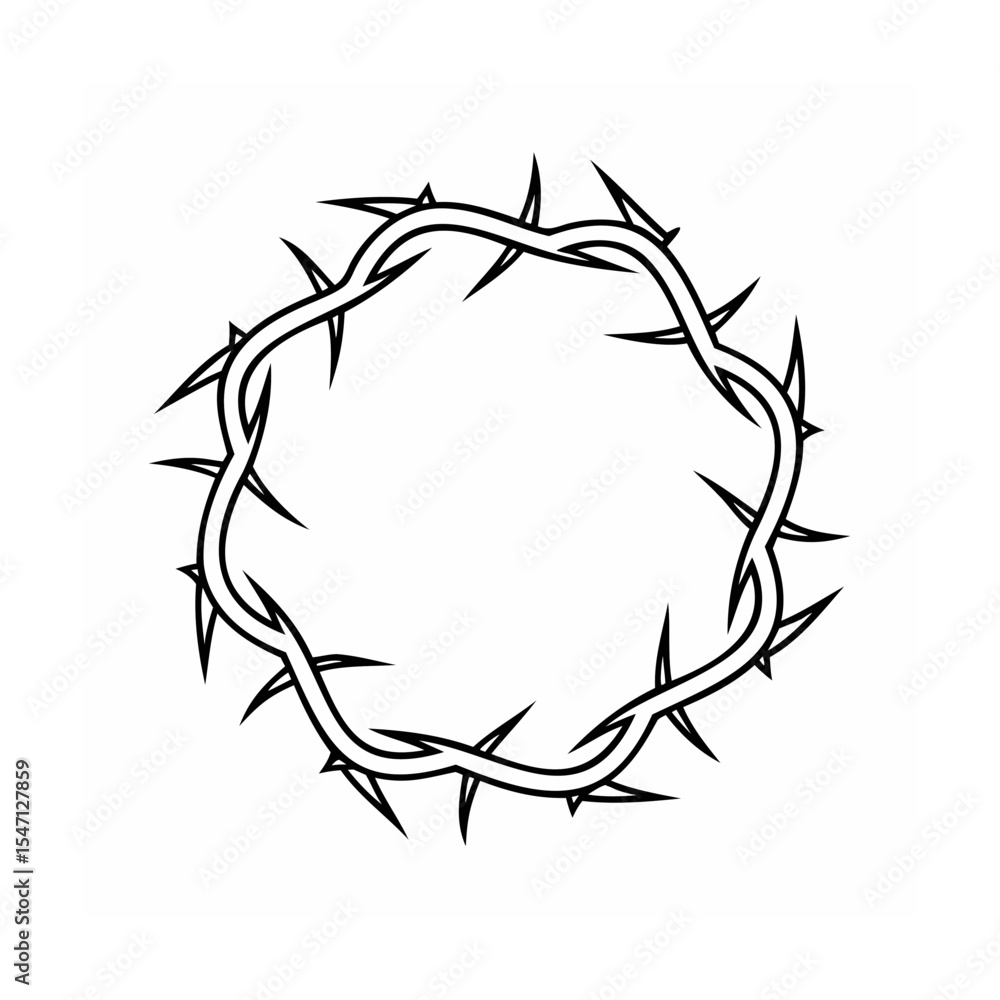 Obraz premium Black and White Crown of Thorns Illustration vector