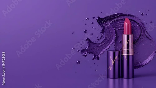 Purple Lipstick and Mascara Beauty Flatlay - Loop Motion