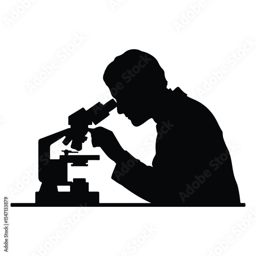Black Silhouette Scientist Using Microscope science
