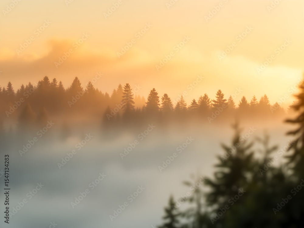 Fototapeta premium Serene Misty Forest Landscape with Golden Morning Light – Ultra HD Nature Background