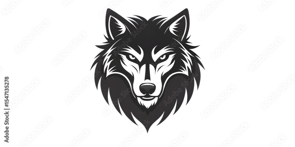 Fototapeta premium Flat and minimal angry Wolf front view of a silhouette on a transparent background