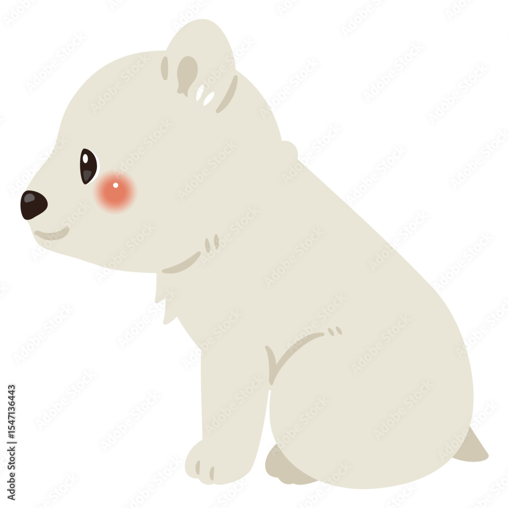 Fototapeta premium お座りしたシロクマの横向きイラスト