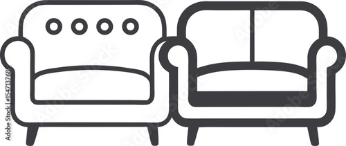 Sofa line and solid icon, Furniture concept, couch sign on transparent background, divan for the living room