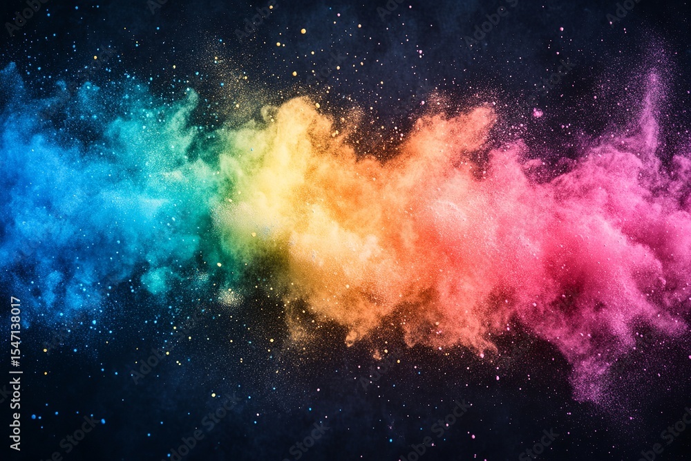 Naklejka premium Rainbow Chalk Dust Gradient on Dark Background