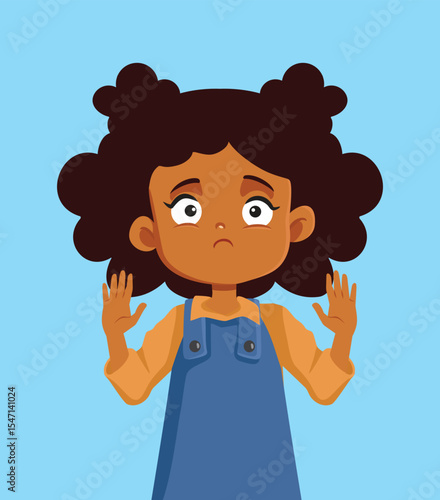 Sad Unhappy Girl Feeling Trapped Vector Cartoon Character. Lonely kid being dejected and sorrowful