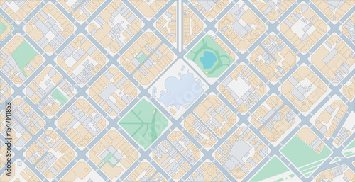 Layered editable vector illustration outline of detailed streets of Barcelona,Spain.