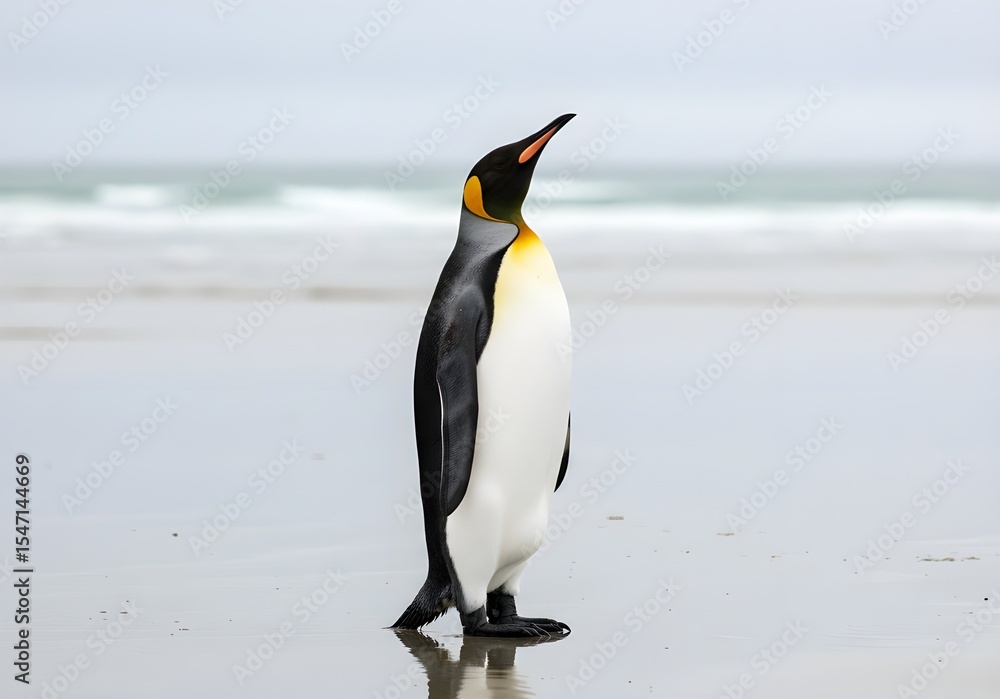 Obraz premium King Penguin Standing Alone on Beach