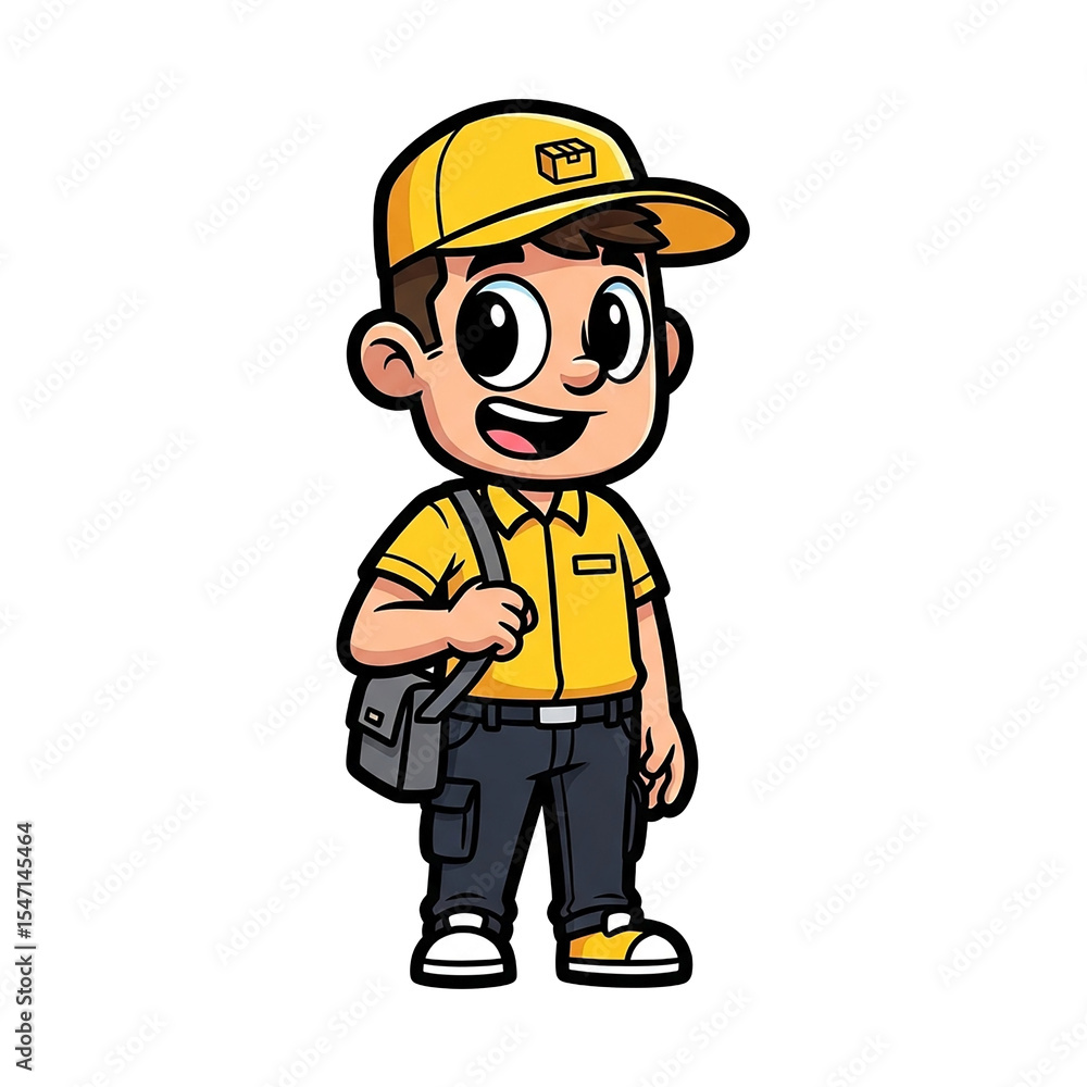 Friendly Cartoon Delivery Boy Illustration Friendly Cartoon Delivery Boy Illustration