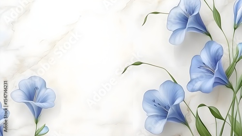 Blue flowers, Marble background, Floral design, Delicate Blue Flowers on Marble Background