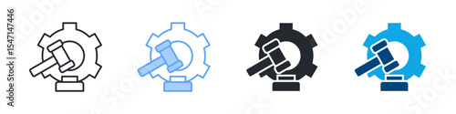 Litigation Icon Set Multiple Style. Designed In Outline, Blue, Glyph, Dual Tone